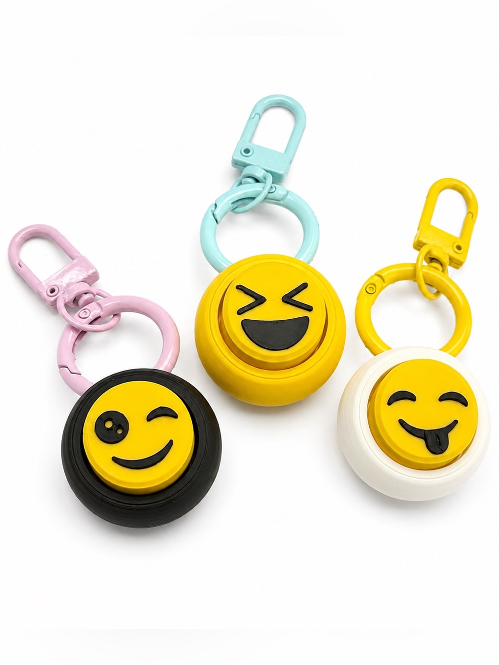 Emoji Fidget Clicker Keychain | 3D Printed Sensory Toy, Backpack Charm